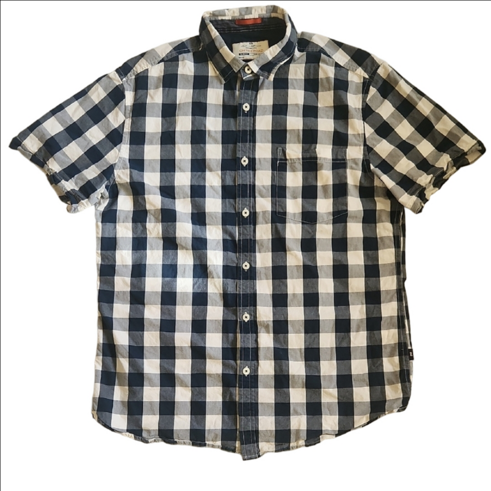 3/$20 On The Road Navy and White Plaid Shirt